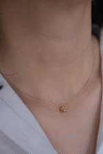 14 Ayar Altın Minimal Taşlı Ay Kolye 460