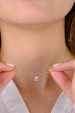 14 Ayar Altın Tek Taşlı Kolye 458 - Görsel 2