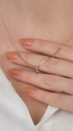 14 Ayar Altın Nazar Boncuklu Ataç Zincirli Kolye - Görsel 2