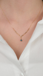 14 Ayar Altın Nazar Boncuklu Ataç Zincirli Kolye