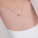 14 Ayar Altın Taşlı İkili Yıldız Kolye 233