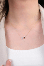 14 Ayar Altın Taşlı İkili Yıldız Kolye 233 - Görsel 2