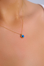 14 Ayar Altın Minimal Nazar Boncuğu Kolye 125