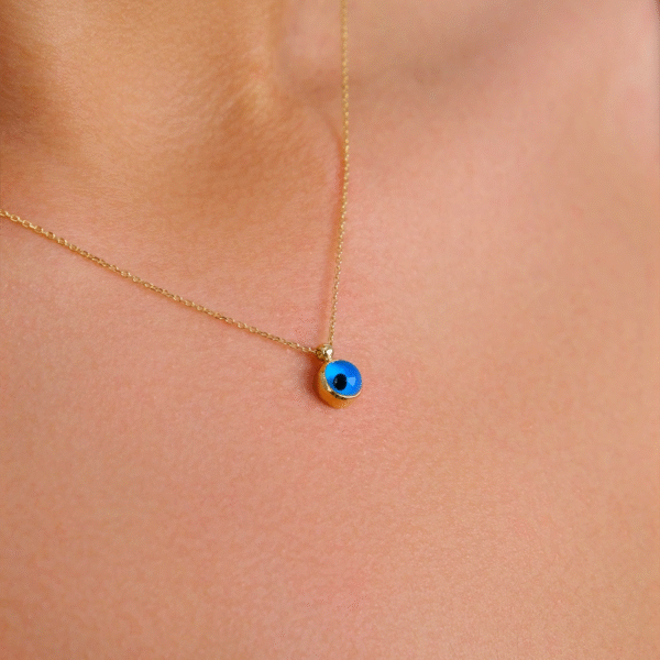 14 Ayar Altın Minimal Nazar Boncuğu Kolye 125