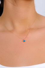 14 Ayar Altın Minimal Nazar Boncuğu Kolye 125 - Görsel 2