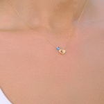 14 Ayar Altın Nazar Boncuklu Taşlı Minimal Kalp Kolye 103