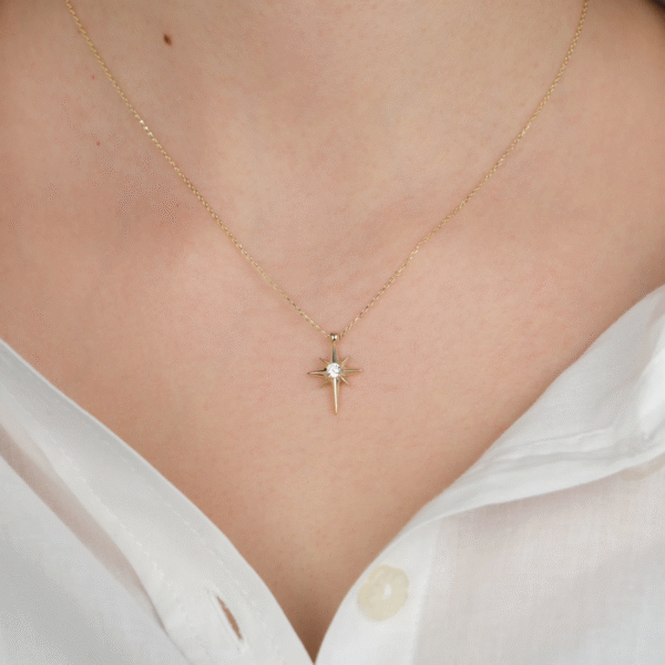 14 Ayar Altın Kutup Yıldızı Kolye 815