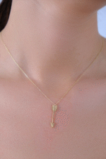 14 Ayar Altın Taşlı Ok Kolye 104 - Görsel 2