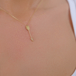 14 Ayar Altın Taşlı Ok Kolye 104