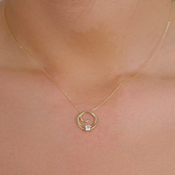 14 Ayar Altın Taşlı Halka Kolye 131