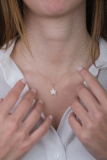 14 Ayar Altın Taşlı Yıldız Kolye 348