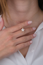 14 Ayar Altın Taşlı Yıldız Kolye 348 - Görsel 3