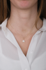 14 Ayar Altın Taşlı Yıldız Kolye 348 - Görsel 2