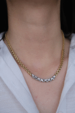 14 Ayar Altın Taşlı Zincir Kolye 447