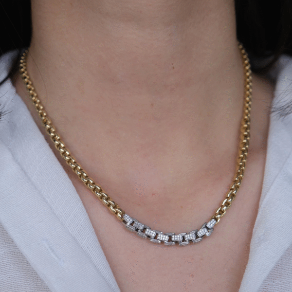 14 Ayar Altın Taşlı Zincir Kolye 447