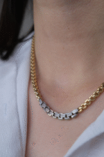 14 Ayar Altın Taşlı Zincir Kolye 447 - Görsel 2