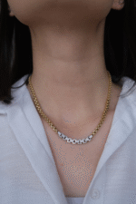 14 Ayar Altın Taşlı Zincir Kolye 447 - Görsel 3