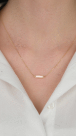 14 Ayar Altın Sade Taşlı İnce Kolye - Görsel 4