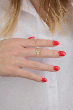 14 Ayar Altın Fatma Ana Eli Kolye 548 - Görsel 5