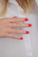 14 Ayar Altın Fatma Ana Eli Kolye 548 - Görsel 4