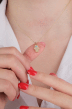 14 Ayar Altın Fatma Ana Eli Kolye 548 - Görsel 3