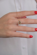 14 Ayar Altın Taşlı Fatma Ana Eli Kolye 573 - Görsel 3