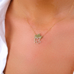 14 Ayar Altın Taşlı Yaprak Kolye 145