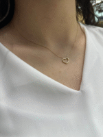 14  Ayar Altın İçi Boş Kalpli Kolye 649 - Görsel 2