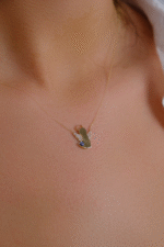 14 Ayar Altın Taşlı Nazar Boncuklu Melek Kolye 154 - Görsel 2