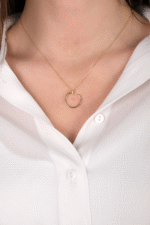 14 Ayar Altın Taşlı Çivi Kolye 60