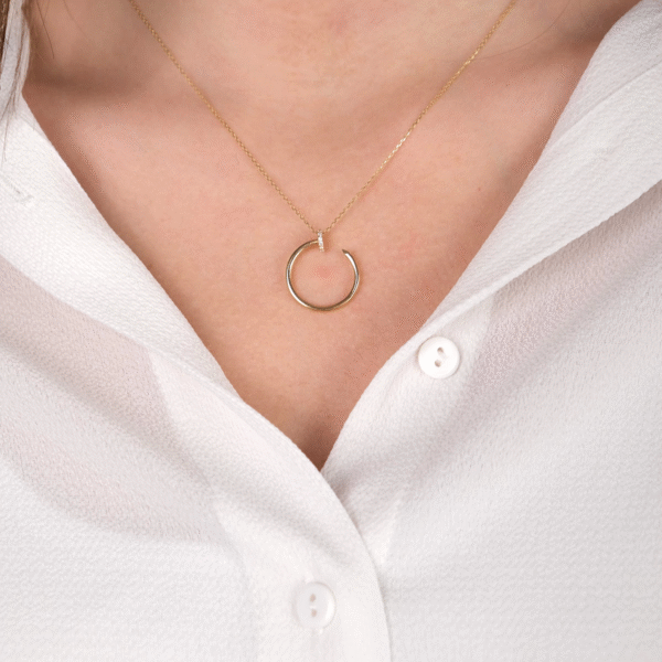 14 Ayar Altın Taşlı Çivi Kolye 60