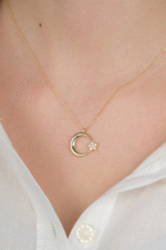 14 Ayar Altın Ay Yıldızlı Kolye 809 - Görsel 2