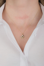 14 Ayar Altın Taşlı Kelebek Kolye 474 - Görsel 2