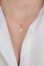 14 Ayar Altın Pusula Kolye 542