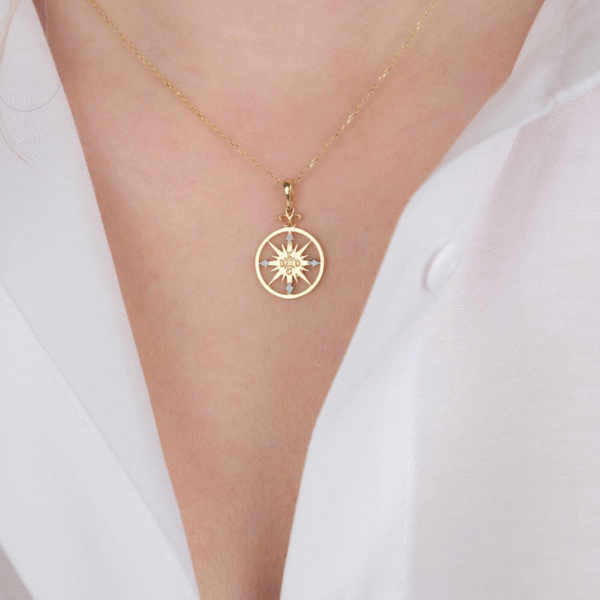 14 Ayar Altın Pusula Kolye 542