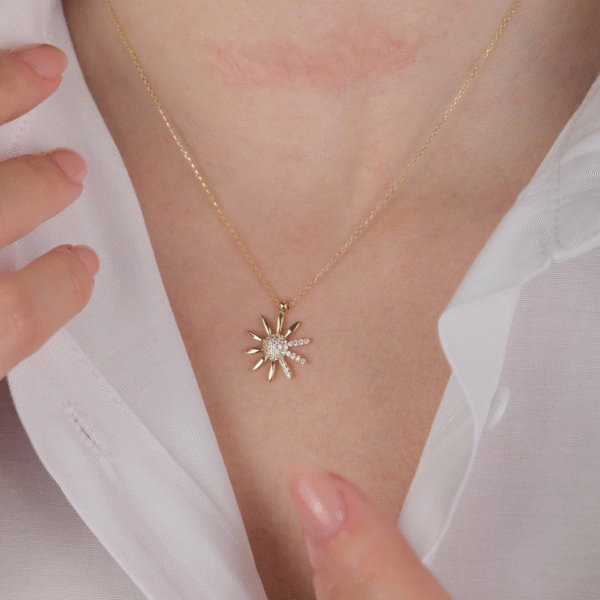 14 Ayar Altın Papatya Kolye 576