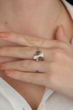 14 Ayar Altın Kalemli Yonca Kolye 816 - Görsel 3