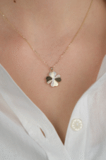 14 Ayar Altın Kalemli Yonca Kolye 816 - Görsel 2