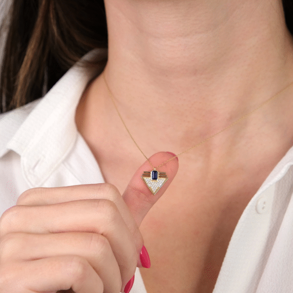 14 Ayar Altın Mavi Taşlı Kolye 302