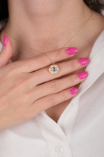 14 Ayar Altın Mavi Taşlı Yılan Göz Kolye 10 - Görsel 3