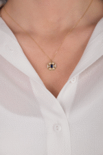 14 Ayar Altın Mavi Taşlı Yılan Göz Kolye 10 - Görsel 2