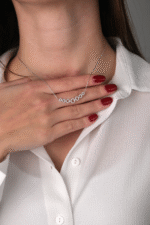 14 Ayar Beyaz Altın Taşlı Halka Sıralı Kolye 321 - Görsel 2