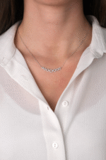 14 Ayar Beyaz Altın Taşlı Halka Sıralı Kolye 321