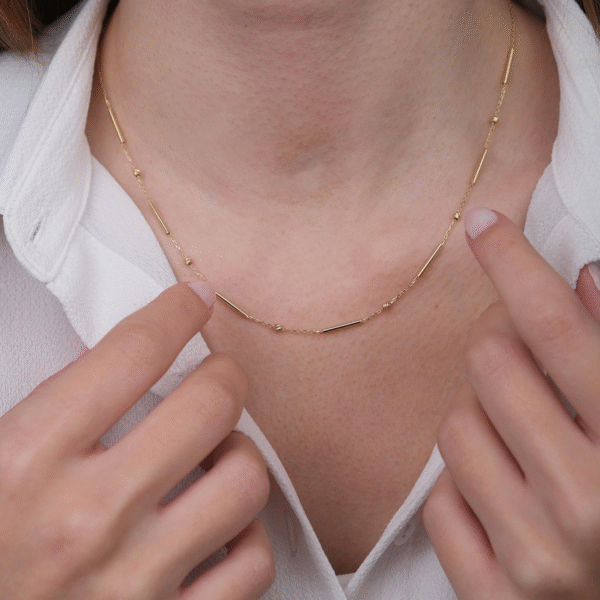 14 Ayar Altın Silindir Sıralı Kolye 329