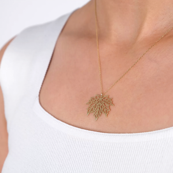 14 Ayar Altın Yaprak Kolye 123