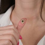 14 Ayar Altın Yeşil Taşlı Kolye 301