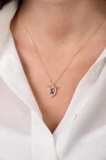 14 Ayar Altın Pembe Taşlı Kolye 64 - Görsel 3