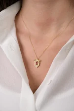 14 Ayar Altın Pembe Taşlı Kolye 64