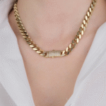 14 Ayar Altın Taşlı Kilit Gurmet Zincir Kolye 578