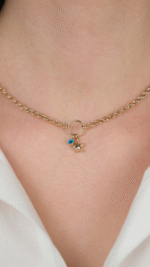 14 Ayar Altın Nazar Boncuklu Yıldızlı Zincir Kolye - Görsel 2